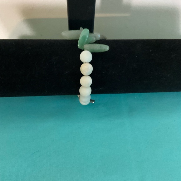 Varigated Colored Stone Bracelet with Natural Green Stones - Picture 2 of 5